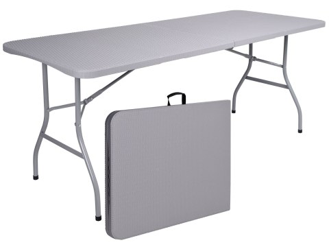 Zestaw cateringowy RATTAN stół 180cm + 2x ławka szary