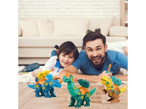 Klocki Konstrukcyjne DINOZAURY Do Skręcania I Rozkręcania Kuferek Wkrętarka Strzałki