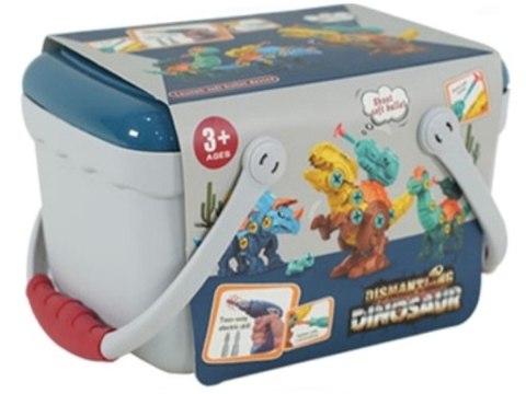 Klocki Konstrukcyjne DINOZAURY Do Skręcania I Rozkręcania Kuferek Wkrętarka Strzałki