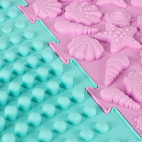 Mata sensoryczna puzzle montessori do masażu stóp 8 elementów pastelowe