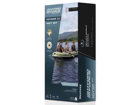 Bestway Dmuchany 3osob Ponton + wiosła 294 x 137cm Voyager X3 Raft 65164