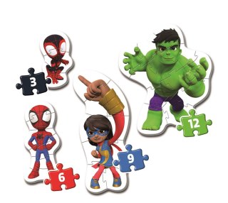Moje Pierwsze Puzzle 3-6-9-12 SPIDEY I PRZYJACIELE Clementoni 20836
