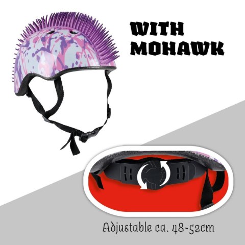KASK ROWEROWY DZIECIĘCY REGULOWANY NO FEAR MOHAWK R.(48-52CM) WHITE/PURPLE