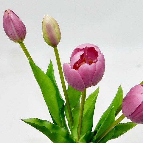 BUKIET 5 TULIPANÓW FIOLETOWYCH 39CM JAK ŻYWYCH DEKORACJA WIOSENNA