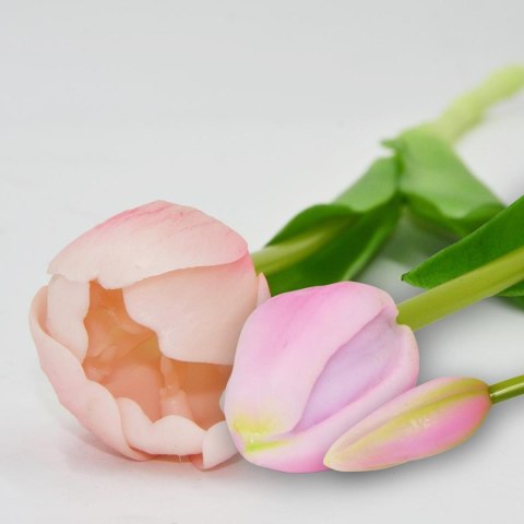 BUKIET 5 TULIPANÓW JASNO RÓŻOWYCH 39CM JAK ŻYWYCH DEKORACJA WIOSENNA