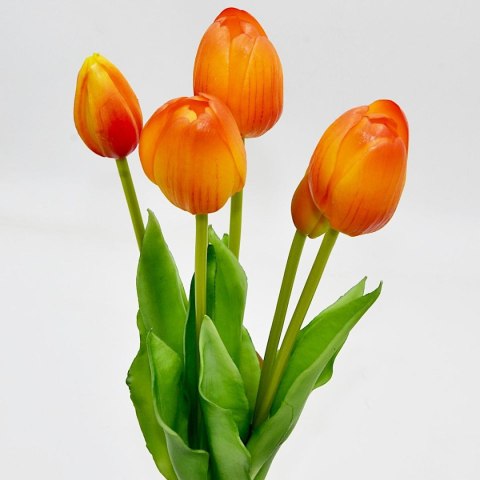 BUKIET 5 TULIPANÓW POMARAŃCZOWYCH 39CM JAK ŻYWYCH DEKORACJA WIOSENNA