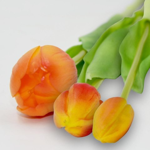 BUKIET 5 TULIPANÓW POMARAŃCZOWYCH 39CM JAK ŻYWYCH DEKORACJA WIOSENNA