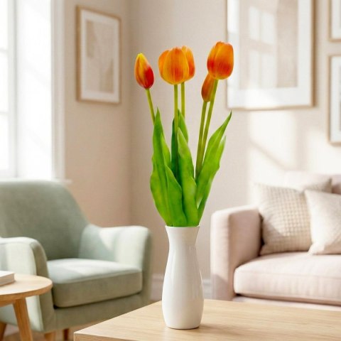 BUKIET 5 TULIPANÓW POMARAŃCZOWYCH 39CM JAK ŻYWYCH DEKORACJA WIOSENNA