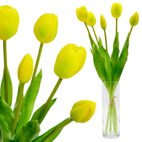 BUKIET 5 TULIPANÓW ŻÓŁTYCH 39CM JAK ŻYWYCH DEKORACJA WIOSENNA
