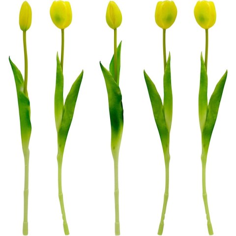 BUKIET 5 TULIPANÓW ŻÓŁTYCH 39CM JAK ŻYWYCH DEKORACJA WIOSENNA