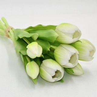 BUKIET 7 TULIPANÓW BIAŁYCH 31CM JAK ŻYWYCH DEKORACJA WIOSENNA