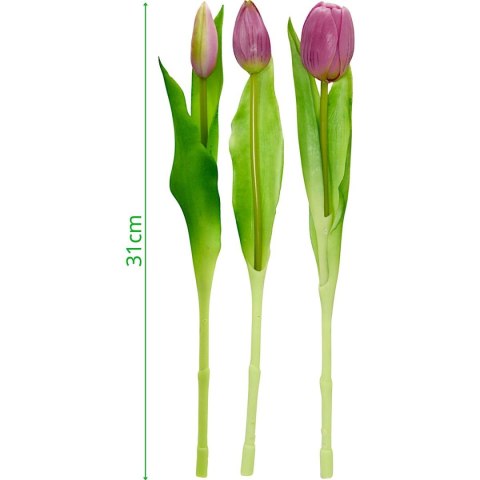 BUKIET 7 TULIPANÓW JASNO FIOLETOWYCH 31CM JAK ŻYWYCH DEKORACJA WIOSENNA