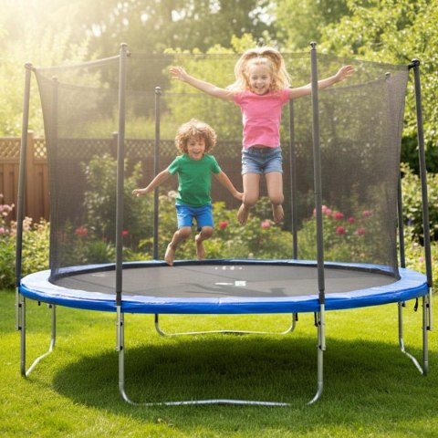 TRAMPOLINA BATUTA OGRODOWA SKŁADANA Z SIATKĄ WEWNĘTRZNĄ 12FT 366CM ENERO