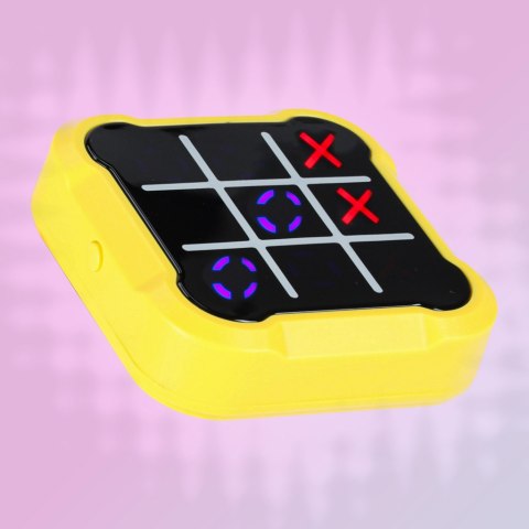 Kółko krzyżyk gra elektroniczna logiczna tic tac toe konsola przenośna żółta