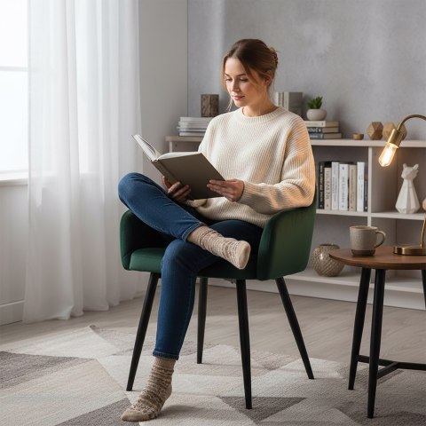 Krzesło welurowe ATLANTA VELVET ciemnozielone