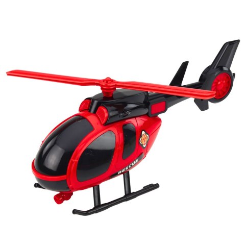 Zestaw Strażacki Ratunkowy Ciężarówka Laweta Auto Helikopter Światła Dźwięk