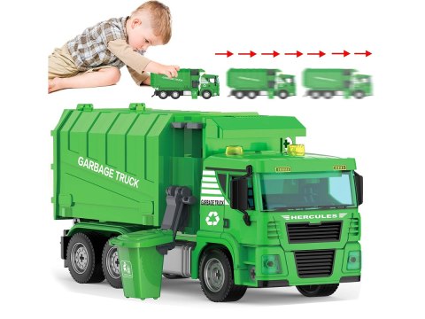 Ciężarówka Auto Samochód ŚMIECIARKA Do Rozkręcania W Walizce + Kosz Na Śmieci