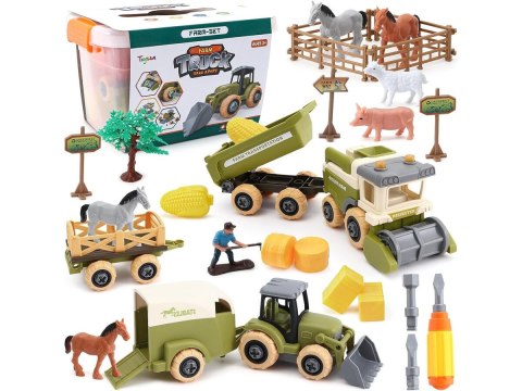 Farma Traktor Kombajn Do Skręcania Stajnia Gospodarstwo Rolne Zestaw Majsterkowicza Rolnika Zwierzęta Wkrętarka