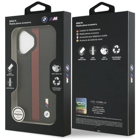 BMW futerał do IPHONE 17 kompatybilny z MagSafe BMHMP17S25PCPSKR (PU Perfotated Stripe Logo) red