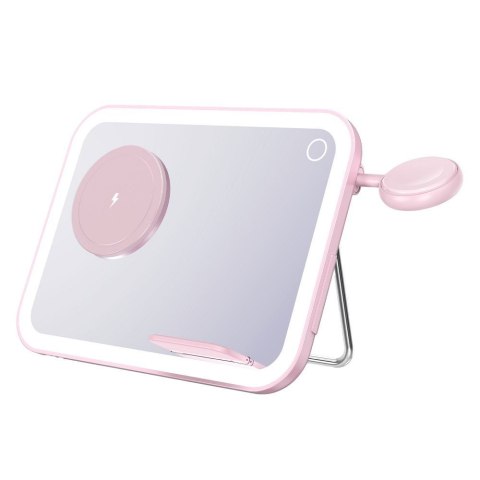 Forcell F-ENERGY Mag Mirror 3 in 1 15W ładowarka indukcyjna z kompatybilna z MagSafe / Apple Watch / Samsung Watch / Airpods róż