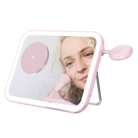 Forcell F-ENERGY Mag Mirror 3 in 1 15W ładowarka indukcyjna z kompatybilna z MagSafe / Apple Watch / Samsung Watch / Airpods róż