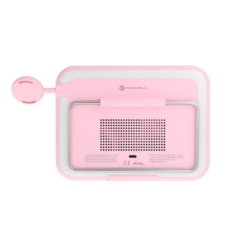 Forcell F-ENERGY Mag Mirror 3 in 1 15W ładowarka indukcyjna z kompatybilna z MagSafe / Apple Watch / Samsung Watch / Airpods róż