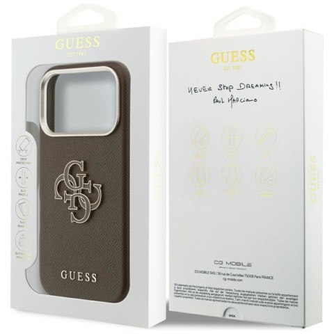 GUESS futerał do IPHONE 17 Pro Max GUHCP17X5PS4RGGW (PU FW Resin Logo) brązowy