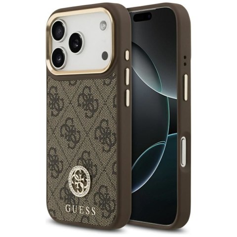 GUESS futerał do IPHONE 17 Pro kompatybilny z MagSafe GUHMP17LP4GRMDEW (PU W/ 4G Strass Logo) brązowy