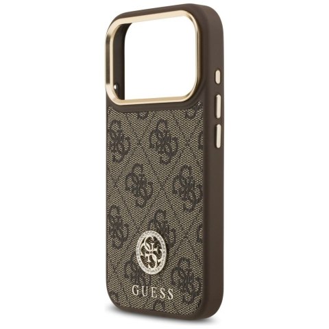 GUESS futerał do IPHONE 17 Pro kompatybilny z MagSafe GUHMP17LP4GRMDEW (PU W/ 4G Strass Logo) brązowy