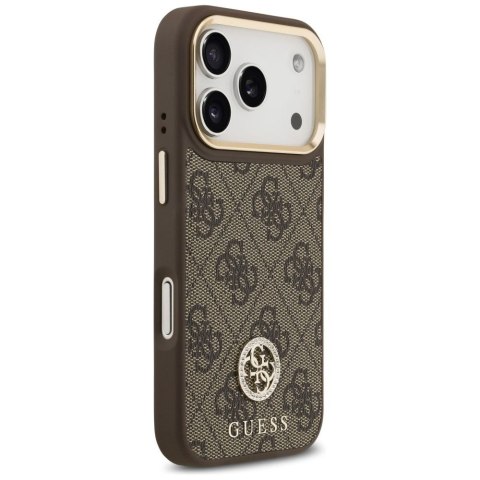 GUESS futerał do IPHONE 17 Pro kompatybilny z MagSafe GUHMP17LP4GRMDEW (PU W/ 4G Strass Logo) brązowy