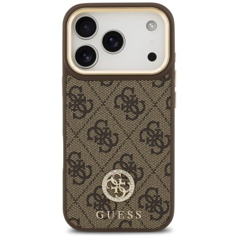 GUESS futerał do IPHONE 17 Pro kompatybilny z MagSafe GUHMP17LP4GRMDEW (PU W/ 4G Strass Logo) brązowy