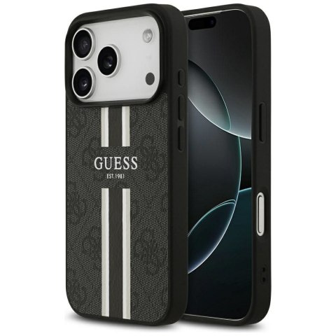 GUESS futerał do IPHONE 17 Pro kompatybilny z MagSafe GUHMP17LP4RPSK (4G Printed Stripes) czarny