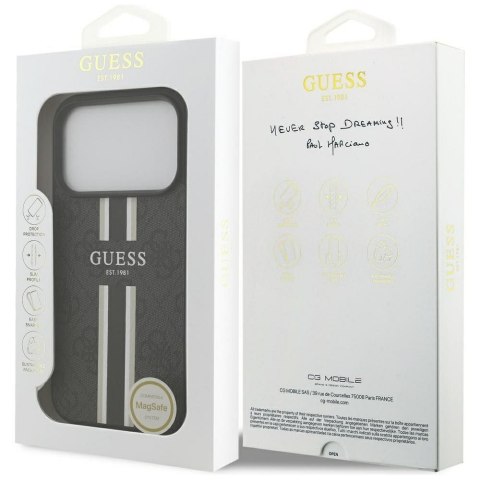 GUESS futerał do IPHONE 17 Pro kompatybilny z MagSafe GUHMP17LP4RPSK (4G Printed Stripes) czarny