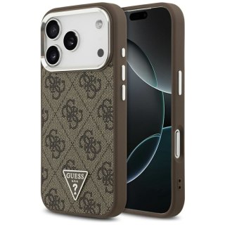 GUESS futerał do IPHONE 17 Pro kompatybilny z MagSafe GUHMP17LP4TSRCMW (PU 4G W/Triangle Logo SL) brązowy