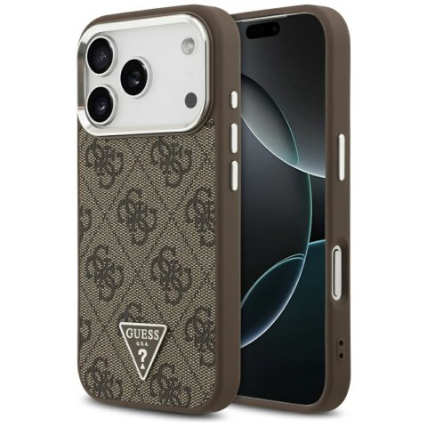 GUESS futerał do IPHONE 17 Pro kompatybilny z MagSafe GUHMP17LP4TSRCMW (PU 4G W/Triangle Logo SL) brązowy