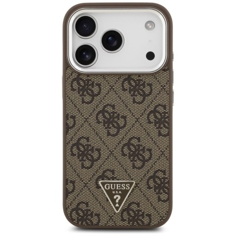 GUESS futerał do IPHONE 17 Pro kompatybilny z MagSafe GUHMP17LP4TSRCMW (PU 4G W/Triangle Logo SL) brązowy