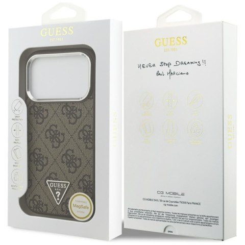 GUESS futerał do IPHONE 17 Pro kompatybilny z MagSafe GUHMP17LP4TSRCMW (PU 4G W/Triangle Logo SL) brązowy