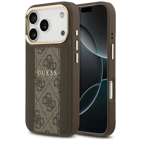 GUESS futerał do IPHONE 17 Pro kompatybilny z MagSafe GUHMP17LPG4SEMCW (PU W/ 4G Stripe) brązowy
