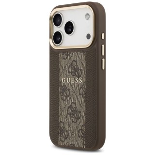 GUESS futerał do IPHONE 17 Pro kompatybilny z MagSafe GUHMP17LPG4SEMCW (PU W/ 4G Stripe) brązowy
