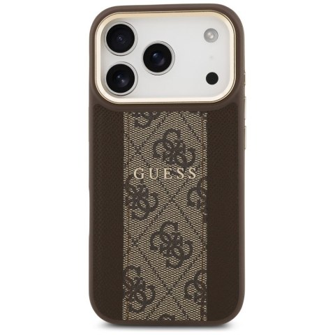 GUESS futerał do IPHONE 17 Pro kompatybilny z MagSafe GUHMP17LPG4SEMCW (PU W/ 4G Stripe) brązowy