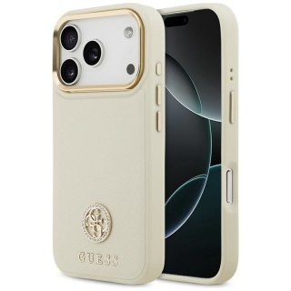 GUESS futerał do IPHONE 17 Pro kompatybilny z MagSafe GUHMP17LPGCRMDEE (PU W/ Grained Strass Logo) beżowy