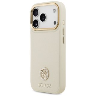 GUESS futerał do IPHONE 17 Pro kompatybilny z MagSafe GUHMP17LPGCRMDEE (PU W/ Grained Strass Logo) beżowy