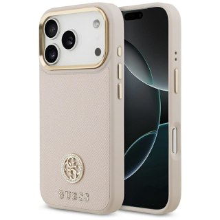 GUESS futerał do IPHONE 17 Pro kompatybilny z MagSafe GUHMP17LPGCRMDEP (PU W/ Grained Strass Logo) różowy