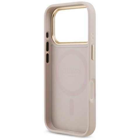 GUESS futerał do IPHONE 17 Pro kompatybilny z MagSafe GUHMP17LPGCRMDEP (PU W/ Grained Strass Logo) różowy