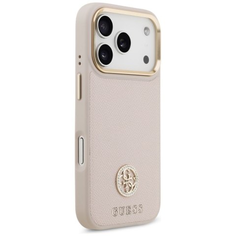 GUESS futerał do IPHONE 17 Pro kompatybilny z MagSafe GUHMP17LPGCRMDEP (PU W/ Grained Strass Logo) różowy