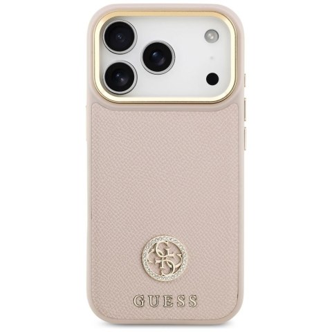 GUESS futerał do IPHONE 17 Pro kompatybilny z MagSafe GUHMP17LPGCRMDEP (PU W/ Grained Strass Logo) różowy