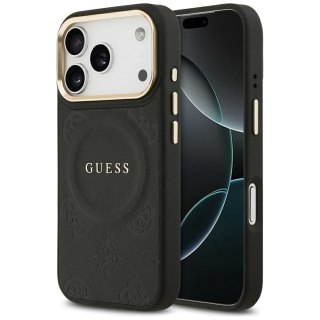 GUESS futerał do IPHONE 17 Pro kompatybilny z MagSafe GUHMP17LPSAMSECK (PU W/ Peony Hot Stamp) czarny