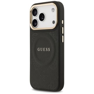 GUESS futerał do IPHONE 17 Pro kompatybilny z MagSafe GUHMP17LPSAMSECK (PU W/ Peony Hot Stamp) czarny