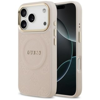 GUESS futerał do IPHONE 17 Pro kompatybilny z MagSafe GUHMP17LPSAMSECP (PU W/ Peony Hot Stamp) różowy