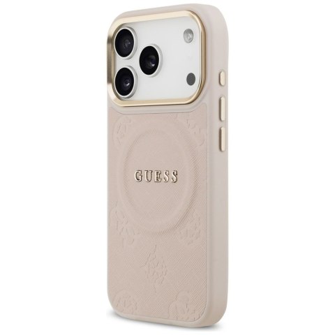 GUESS futerał do IPHONE 17 Pro kompatybilny z MagSafe GUHMP17LPSAMSECP (PU W/ Peony Hot Stamp) różowy